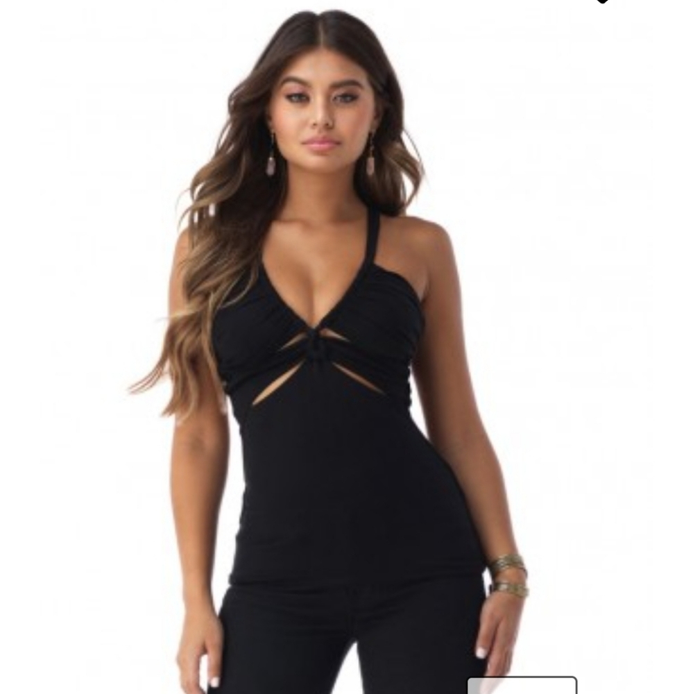 Sky black top with cut outs LG